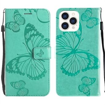 Butterfly Pattern Imprinting Leather Phone Cover Protector met riem voor iPhone 13 Pro 6.1 inch