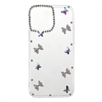 Vlinders Steken Diamond Decor Anti-Drop Soft TPU Beschermende Telefoon Cover voor iPhone 13 Pro 6.1 inch