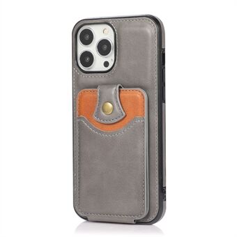 Classic delicaat lederen verticale flip-kaartzakontwerp telefoonhoes met standaard voor iPhone 13 Pro - grijs