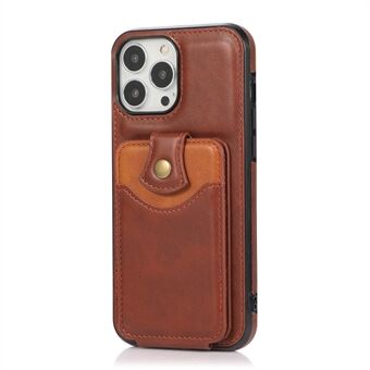 Classic delicaat lederen verticale flip-kaart zak ontwerp telefoonhoesje met standaard voor iPhone 13 Pro - bruin