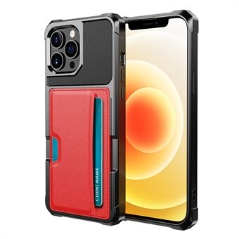 ZM02 Card Slot Design Anti-fall Leather Coated TPU Hybrid Phone Case Cover voor iPhone 13 Pro 6.1 Inch