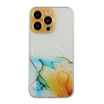 Kleurrijke reliëf marmer patroon print Vrij gedraaide TPU precies gesneden telefoonhoes voor iPhone 13 Pro 6,1 inch