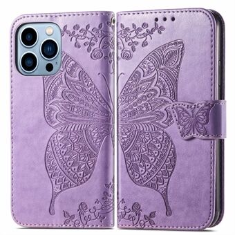 Imprinting Butterfly Flower Shockproof Leather Phone Wallet Stand Case Beschermhoes voor iPhone 13 Pro 6.1 Inch