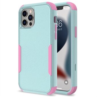 3 in 1 afneembare mobiele telefoon anti-krasbeschermer schokbestendige hoes stofdicht TPU + pc-telefoonhoes voor iPhone 13 Pro - grijs groen / roze