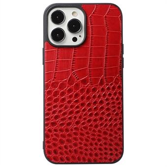 For iPhone 13 Pro 6.1 inch Mobile Phone Cover Genuine Cowhide Leather Crocodile Texture Inner PC + TPU Phone Case