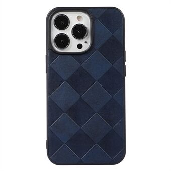 For iPhone 13 Pro 6.1 inch Grid Texture PU Leather Coated Hybrid Minimalistic Style Phone Case Accessory