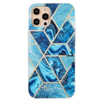 For iPhone 13 Pro 6.1 inch Shockproof TPU Phone Case IMD Slim Phone Protector Splicing Geometric Marble Pattern Cover