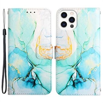 For iPhone 13 Pro 6.1 inch YB Pattern Printing Leather Series-5 PU Leather Foldable Stand Phone Shell Marble Pattern Magnetic Closure Wallet Case