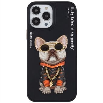 NIMMY Glasses Pet Series for iPhone 13 Pro 6.1 inch Anti-drop Phone Shell Embroidery PU Leather + PC + TPU Back Case