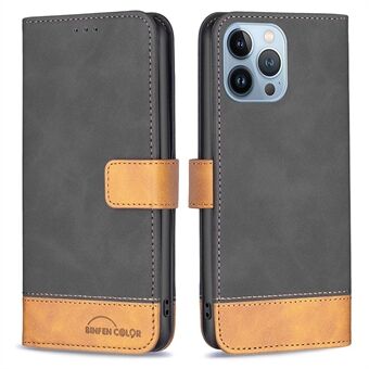 BINFEN COLOR BF Leather Case Series-7 Style 11 PU Leather Shell for iPhone 13 Pro 6.1 inch, Anti-Shock Dual-Color Splicing Leather Wallet Stand Case