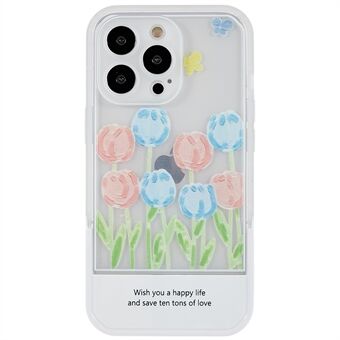 Tulpen Bloemen Patroon Afdrukken Soft TPU Case voor iPhone 13 Pro 6.1 inch Camera Bescherming Beschermhoes met Kickstand