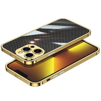 Voor iPhone 13 Pro 6.1 inch Steel Lens Protector Rvs Frame Telefoon Case met Carbon Fiber Aramidevezel Terug Film: