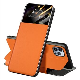 Voor iPhone 13 Pro 6.1 inch View Window PU Leather Stand Cover Card Slot Flip Folio Phone Case: