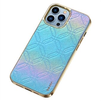 SULADA voor iPhone 13 Pro 6.1 inch Bedrukte Kleurrijke PU Leer Gecoat TPU Terug Shell Galvaniseren Edge Mobiele Telefoon Cover