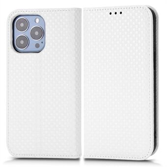 Voor iPhone 13 Pro 6.1 inch Raster Textuur PU Lederen Stand Case Magnetische Auto-geabsorbeerde Mobiele Telefoon Portemonnee Cover: