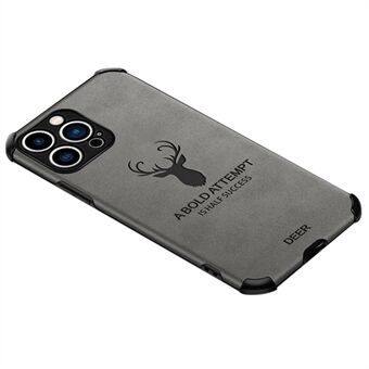 Voor iPhone 13 Pro 6.1 inch Vier Hoeken Drop-proof Doek Textuur Case Slijtvaste Herten Patroon Opdruk Leer Gecoate TPU Telefoon Protector