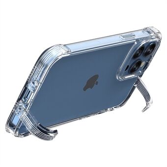 Voor iPhone 13 Pro 6.1 inch Anti-vergeling Clear Phone Case PC + TPU Anti-drop Cover met verborgen hoekstandaard