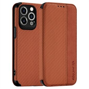 Voor iPhone 13 Pro 6.1 inch Carbon Fiber Textuur Portemonnee Telefoon Case PU Lederen Zuignap Cover: