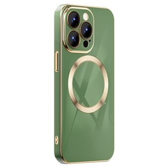 Voor iPhone 13 Pro 6.1 inch TPU Telefoon Case Galvaniseren Gouden Edge Anti-val Mobiele Telefoon Cover Ondersteuning Draadloze Magnetische Opladen:
