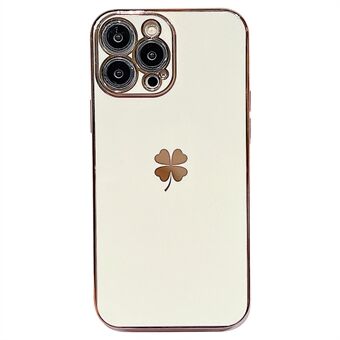 Anti-val Telefoon Cover Voor iPhone 13 Pro 6.1 inch, 6D Galvaniseren Klavertje Vier Decor Schokbestendig Soft TPU Telefoon Case