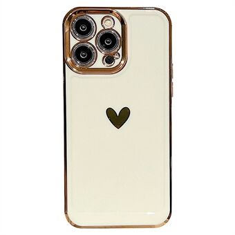 Beschermende Slim Case voor iPhone 13 Pro 6.1 inch Anti-Fall Telefoon Case Hart Patroon Galvaniseren TPU Telefoon Cover