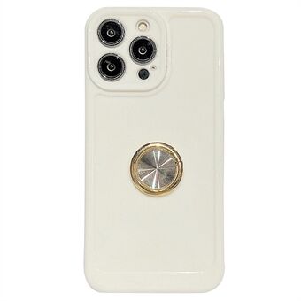 Voor iPhone 13 Pro 6.1 inch Back Protector Phone Case met Finger Ring Kickstand Effen Kleur TPU Cover: