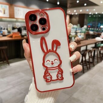Back Shell voor iPhone 13 Pro 6.1 inch, schattig konijn telefoonhoesje doorzichtige TPU beschermhoes met lensfilm
