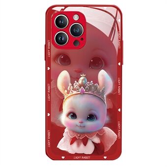 Voor Iphone 13 Pro 6.1 Inch Telefoon Case Gehard Glas Tpu Anti-Fading Princess Konijn Patroon Afdrukken Telefoon beschermer Back Shell