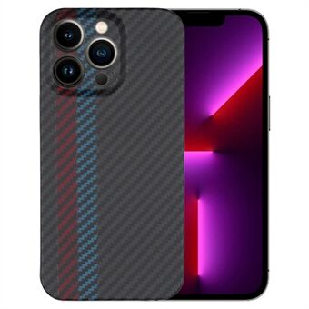 Voor iPhone 13 Pro 6.1 inch Scratch kleursplitsende mobiele telefoon beschermhoes, precieze uitsparing koolstofvezel textuur aramidevezel achterkant behuizing - zwart / blauw / rood