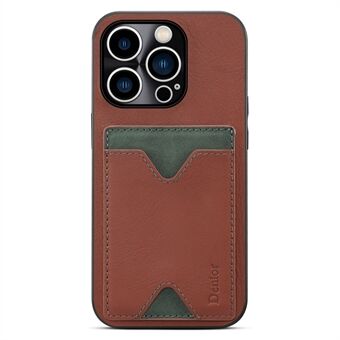 Voor iPhone 13 Pro 6.1 inch Koeienleer Gecoat TPU Telefoon Case Precieze Uitsparing Magnetische Kaartsleuf Beschermhoes met Kickstand