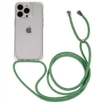Doorzichtige achterkant van de behuizing voor iPhone 13 Pro 6,1 inch, TPU + acryl anti-val telefoonhoes met draagkoord