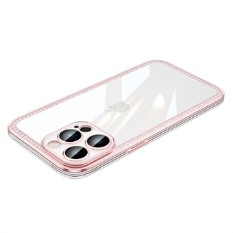 Voor iPhone 13 Pro 6.1 inch Galvaniseren Frame Telefoon Case TPU + PC Telefoon Cover met Camera Bescherming en Strass Decor