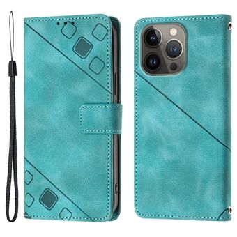 PT005 YB Imprinting Series-6 Leather Shell voor iPhone 13 Pro 6.1 inch Anti-val Skin Touch Stand Wallet Case