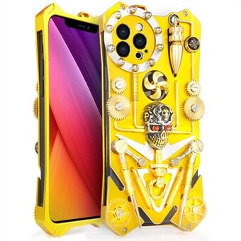 Voor iPhone 13 Pro 6.1 inch Armor Metal Phone Case Shockproof Steampunk Mechanical Gear Phone Cover - Goud