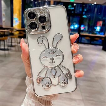 Voor iPhone 13 Pro 6,1 inch Rabbit Design TPU-hoes Transparante galvanische telefoonhoes met lensfilm