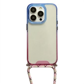 Voor iPhone 13 Pro 6,1 inch schattig gradiënt slank telefoonhoesje zachte TPU anti- Scratch doorzichtige hoes met lanyard