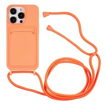 Beschermhoes voor iPhone 13 Pro 6,1 inch anti-val vloeibare siliconen telefoonhoes met kaartsleuf, riem