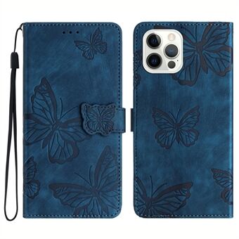Voor iPhone 13 Pro 6,1 inch PU-leer met vlinderprint Stand Wallet Case Skin-touch telefoonhoes