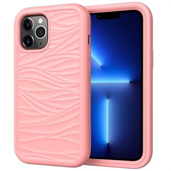 Telefoonhoes voor iPhone 13 Pro 6,1 inch Afneembare 2-in-1 pc + siliconen omhulsel Antislip Wave Texture Cover