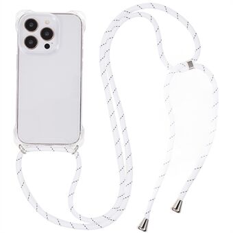 Voor iPhone 13 Pro 6,1 inch Clear Phone Case Acryl + TPU Four Corner Shockproof Cover met Lanyard