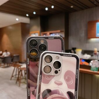 Voor iPhone 13 Pro Panda patroon telefoonhoesje van gehard glas + TPU-telefoonhoes met lensbeschermer
