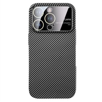 Voor iPhone 13 Pro 6,1 inch pc-telefoonhoes koolstofvezel textuur telefoonhoes met lensglasfilm