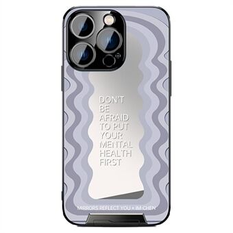 IM-CHEN Voor iPhone 13 Pro Inspirational Word Mirror Phone Case TPU Cover met uittrekbare standaard