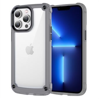 Voor iPhone 13 Pro 6,1 inch Skin-touch PC+TPU Telefoonhoes Lichtmetalen lensframe Heldere hoes