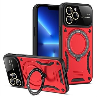 Back Guard Case voor iPhone 13 Pro 6.1 inch, Compatibel met MagSafe Rotating Kickstand PC+TPU Phone Cover