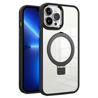 Voor iPhone 13 Pro Compatibel met MagSafe Metalen lensframe Clear Kickstand Cover PC+TPU Phone Case