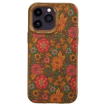 Flower Pattern-serie voor iPhone 13 Pro met leer gecoate TPU+PC-hoes Galvaniserende achterkant van de telefoon