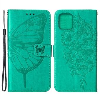 Opdruk vlinderbloempatroon goed beschermd lederen portemonnee telefoonhoesje met Stand voor iPhone 13 mini 5,4 inch