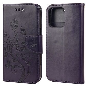 Volledig beschermende vlinderbloem opdruk lederen portemonnee telefoonhoes met Stand voor iPhone 13 mini 5,4 inch