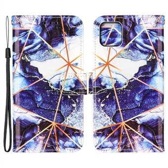 Creative Splicing Marble Pattern Flip Stand Wallet Leather Case Cover met riem voor iPhone 13 mini 5,4 inch